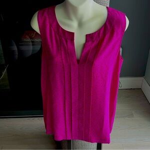 Size 4 Kate Spade New York Live Colorfully Pink Poka Dot Silk Shell Sleeveless